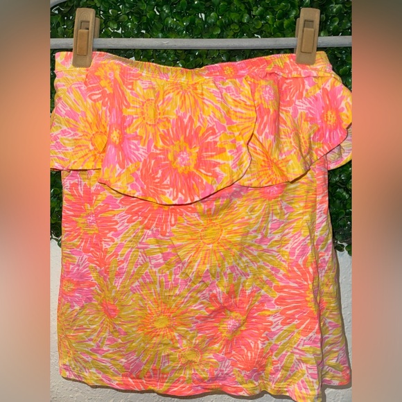 Lilly Pulitzer Wakely Floral Ruffle Tube Top Medium - Picture 3 of 5